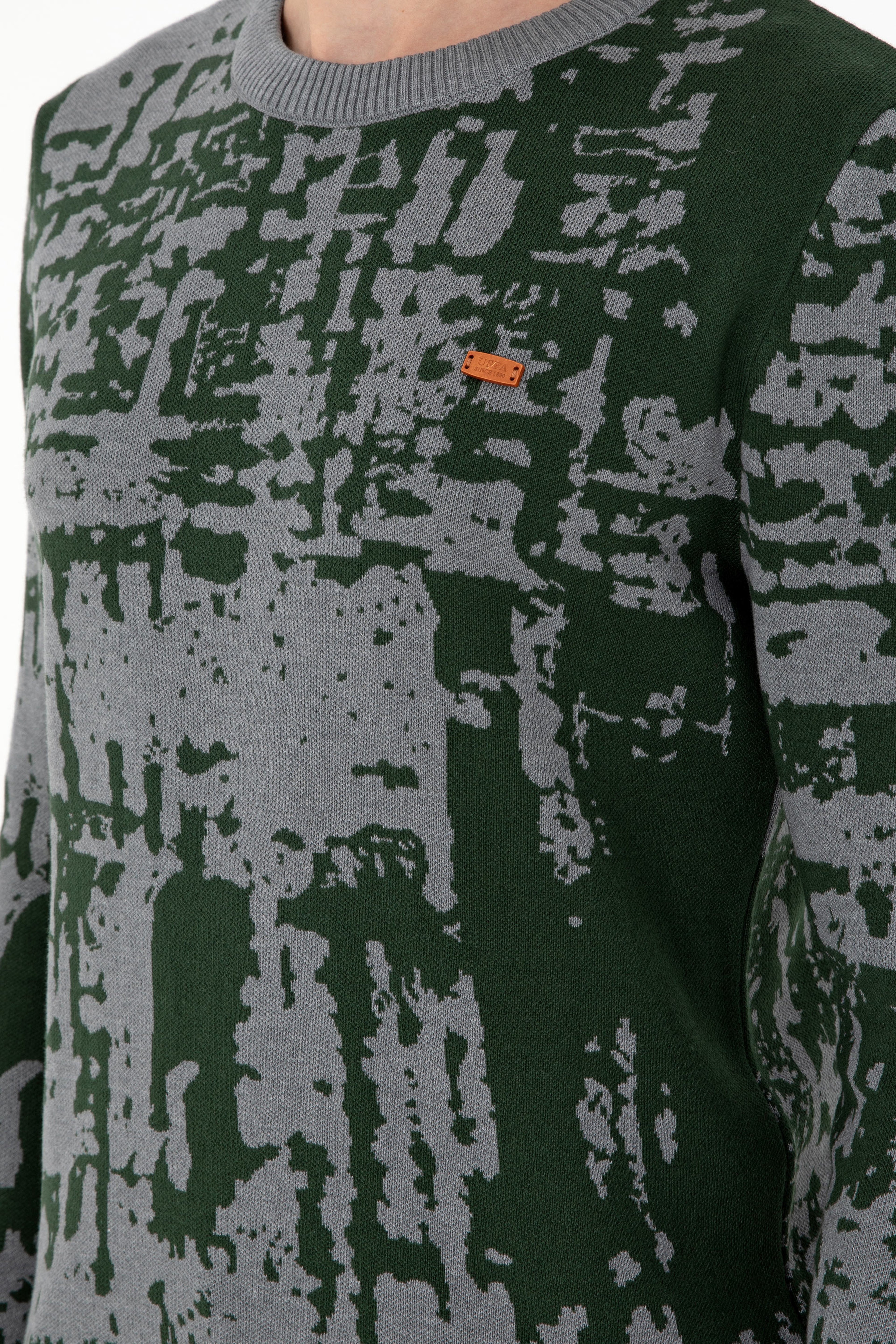 Erkek Regular Fit Bisiklet Yaka Gri Melanj Kazak - Image 7
