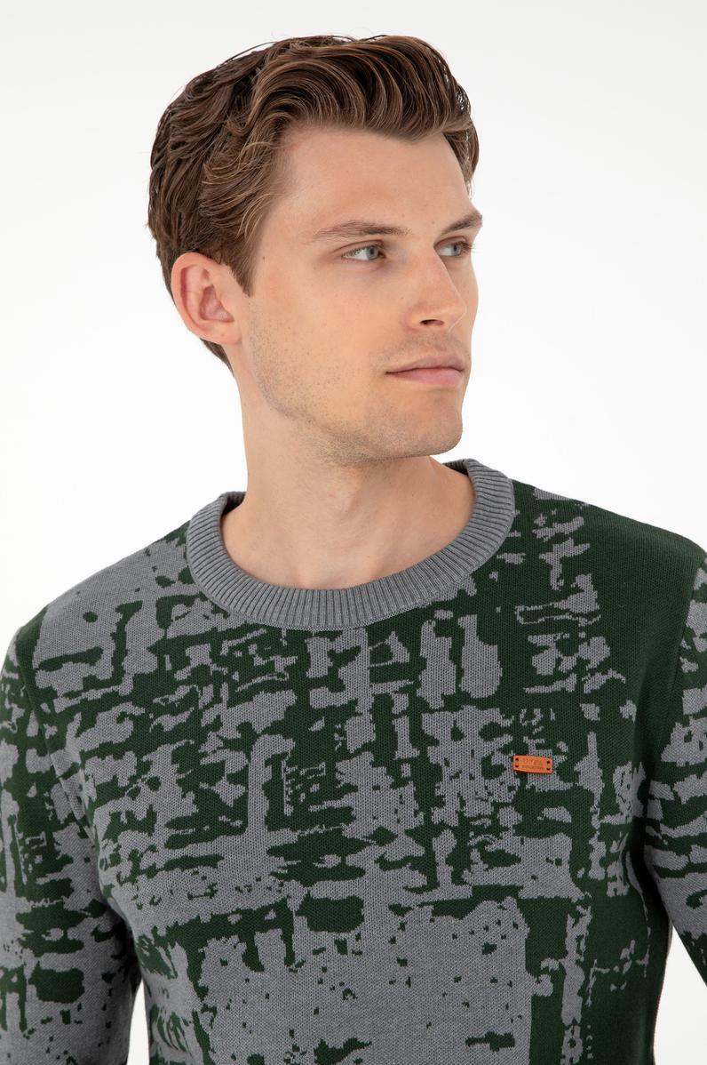 Erkek Regular Fit Bisiklet Yaka Gri Melanj Kazak