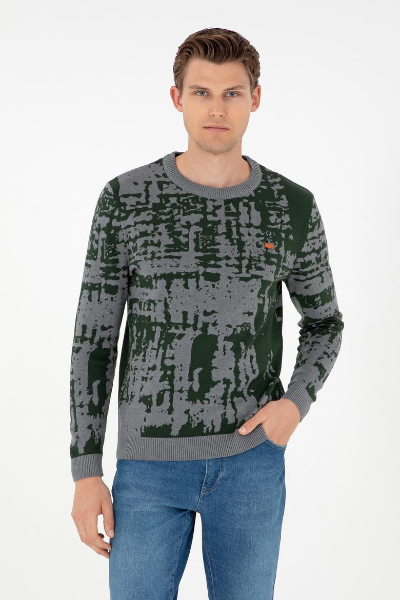 Erkek Regular Fit Bisiklet Yaka Gri Melanj Kazak