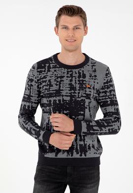 Erkek Regular Fit Bisiklet Yaka Lacivert Kazak - 50293153001
