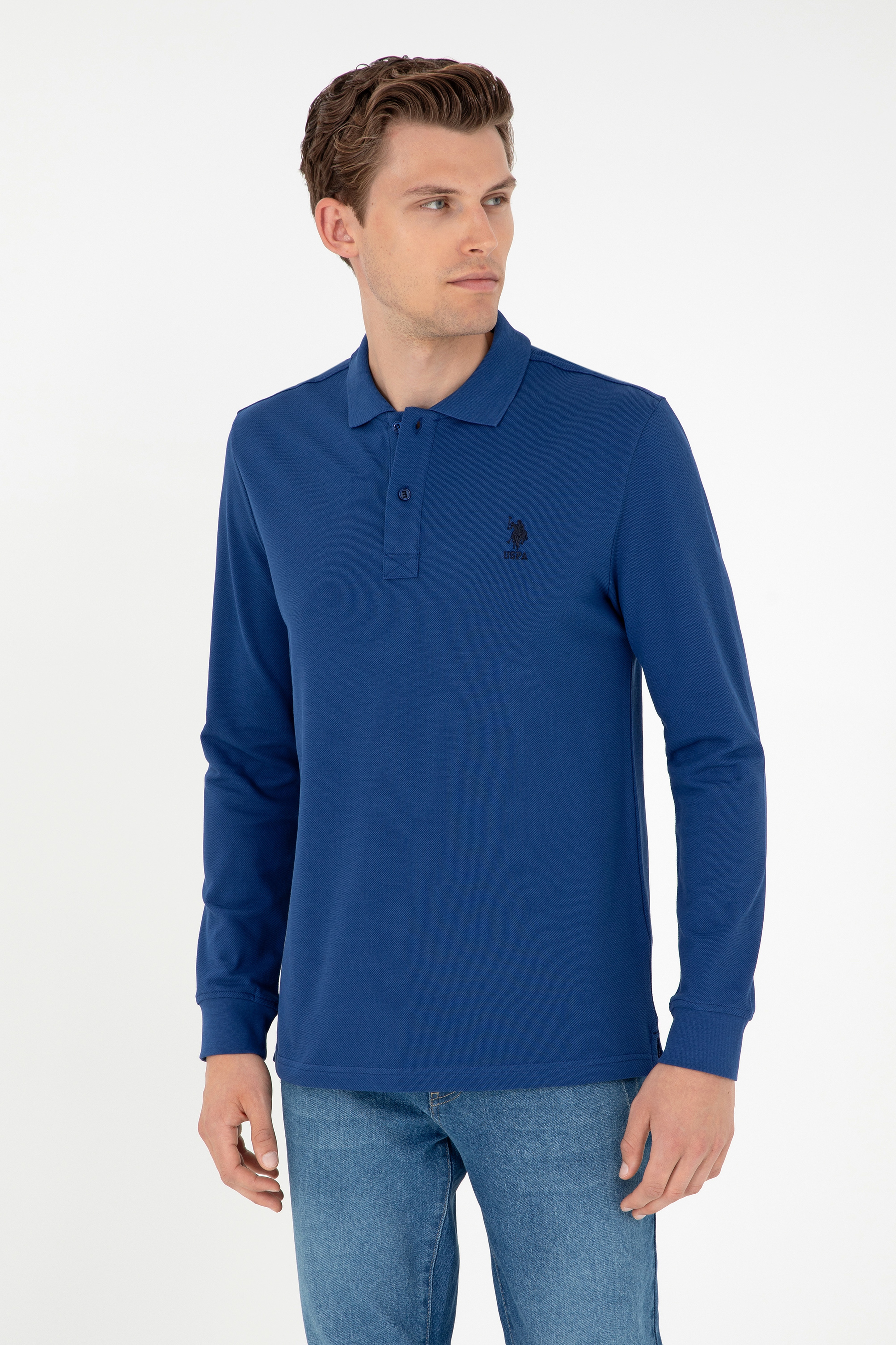 Erkek İndigo Basic Sweatshirt - Image 1