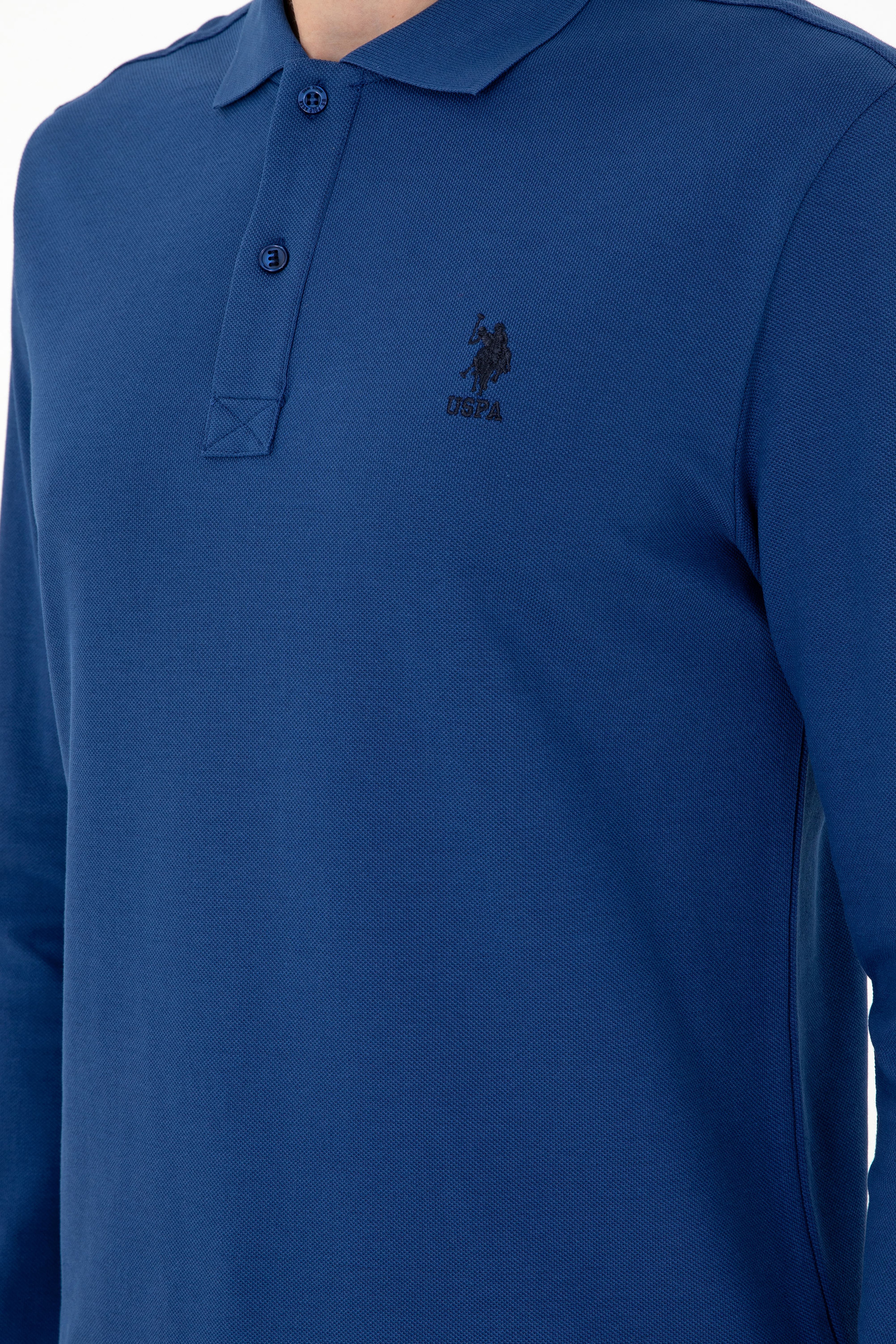Erkek İndigo Basic Sweatshirt - Image 7