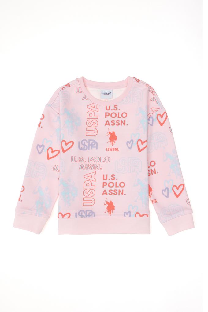 Kız Çocuk Pembe Bisiklet Yaka Sweatshirt