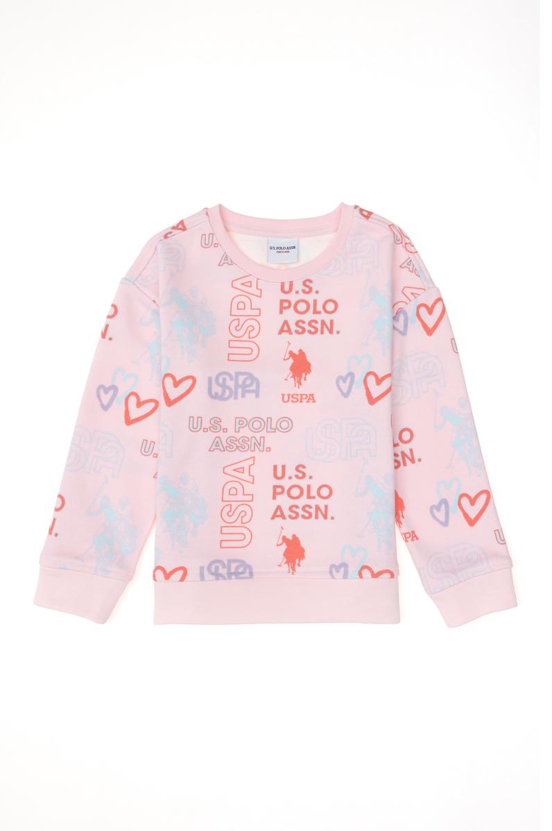 Kız Çocuk Pembe Bisiklet Yaka Sweatshirt