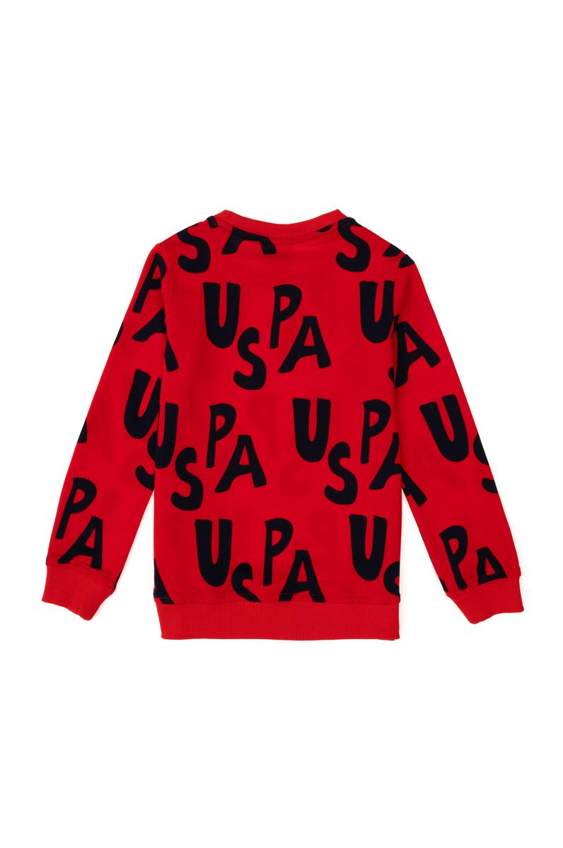 Erkek Çocuk Kırmızı Bisiklet Yaka Sweatshirt