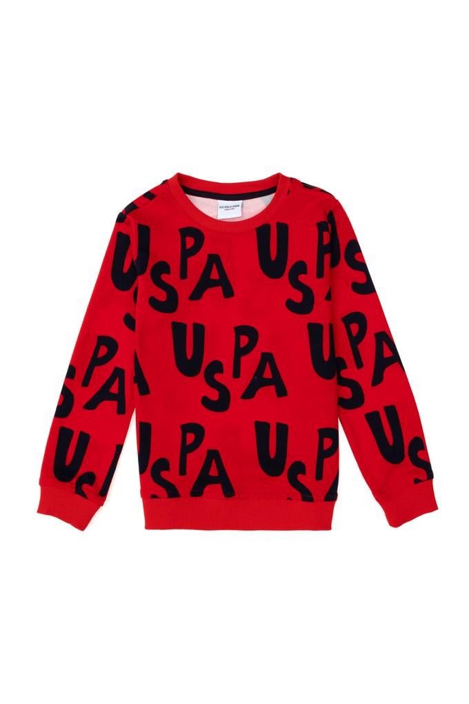 Erkek Çocuk Kırmızı Bisiklet Yaka Sweatshirt