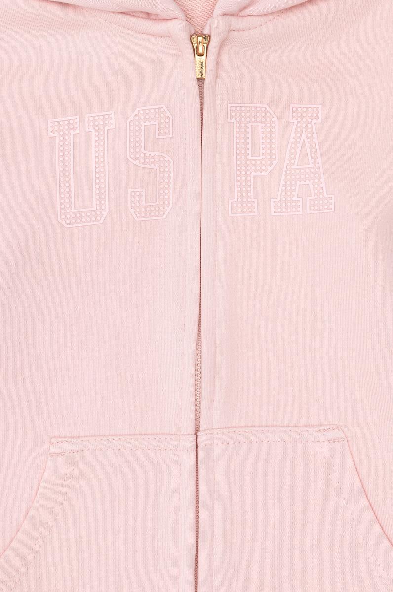 Kız Çocuk Açık Pembe Kapüşonlu Basic Sweatshirt