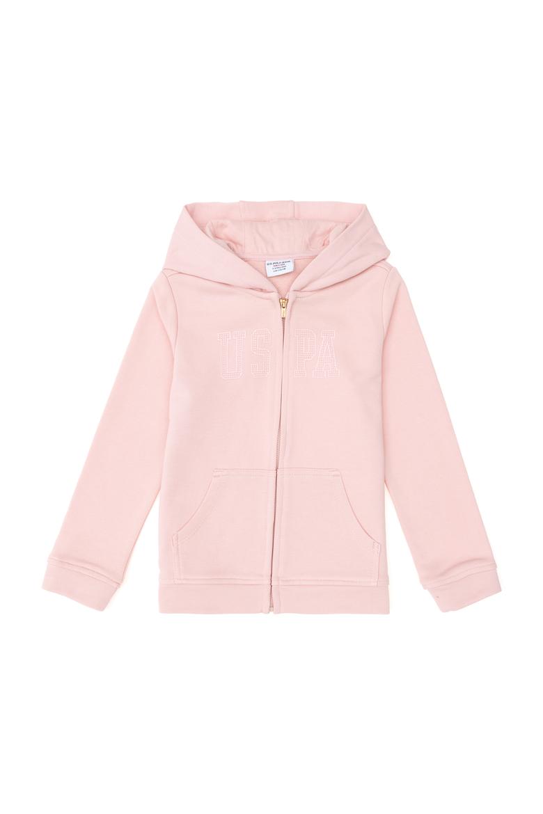 Kız Çocuk Açık Pembe Kapüşonlu Basic Sweatshirt