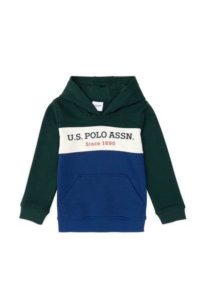 Erkek Çocuk Koyu Yeşil Kapüşonlu Sweatshirt