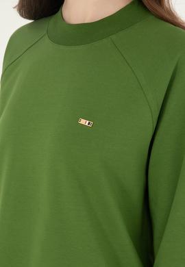 Kadın Yeşil Bisiklet Yaka Sweatshirt - 50296903062