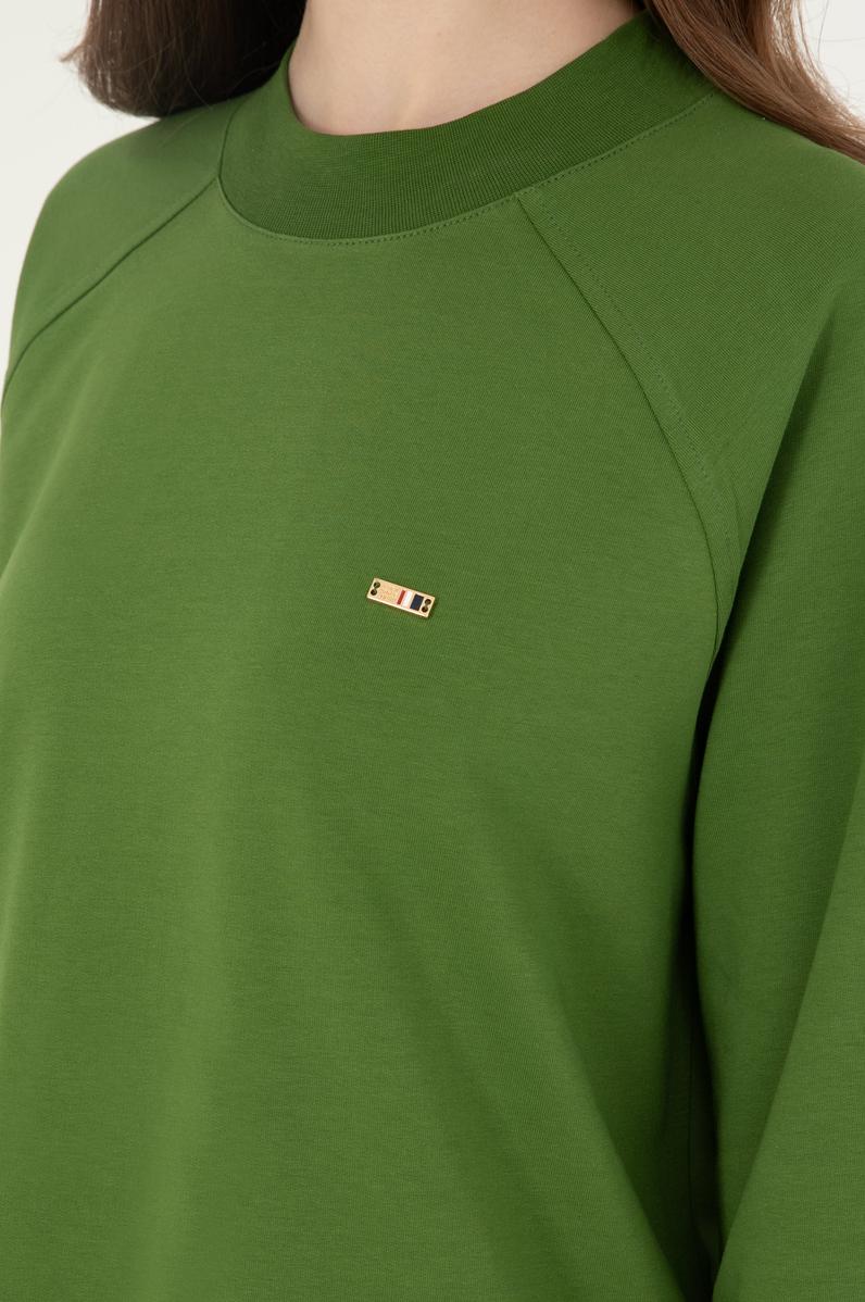 Kadın Yeşil Bisiklet Yaka Sweatshirt