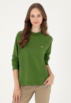 Kadın Yeşil Bisiklet Yaka Sweatshirt - 50296903062