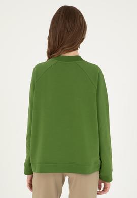 Kadın Yeşil Bisiklet Yaka Sweatshirt - 50296903062