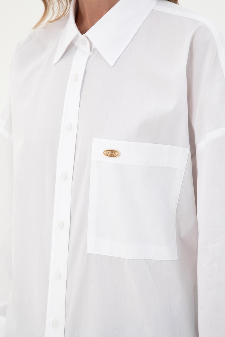 Kadın Beyaz Uzun Kollu Tunik Gömlek - 50297115012