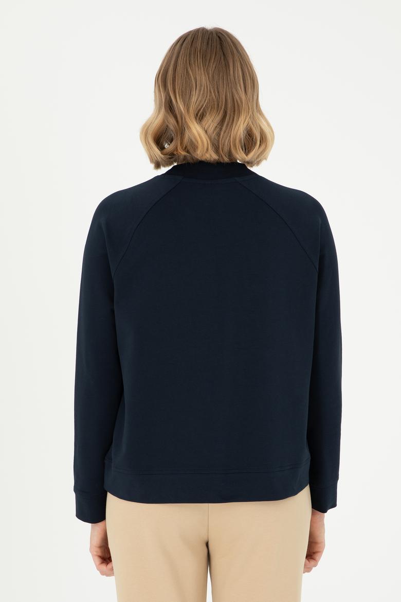 Kadın Lacivert Bisiklet Yaka Sweatshirt - 50296903013