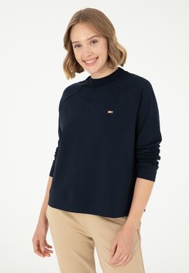 Kadın Lacivert Bisiklet Yaka Sweatshirt - 50296903013