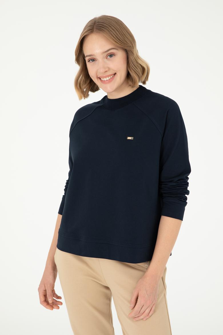 Kadın Lacivert Bisiklet Yaka Sweatshirt - 50296903013