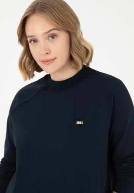 Kadın Lacivert Bisiklet Yaka Sweatshirt - 50296903013