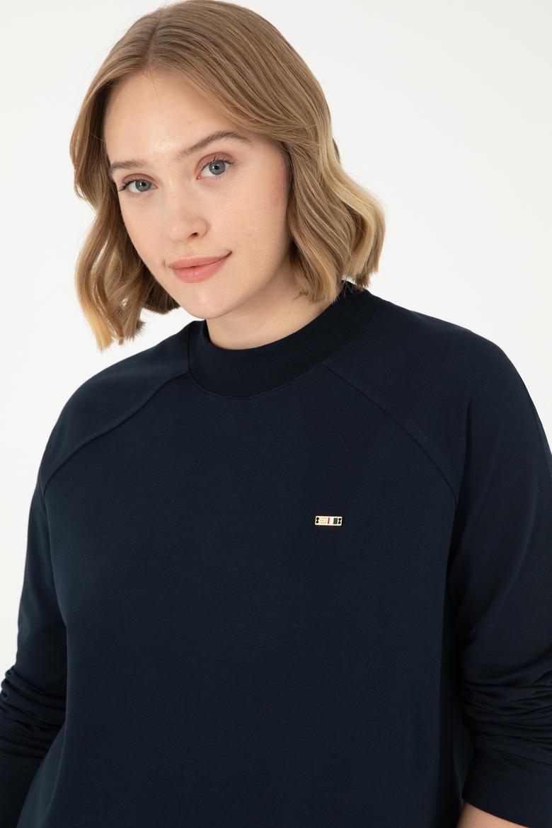 Kadın Lacivert Bisiklet Yaka Sweatshirt - 50296903013