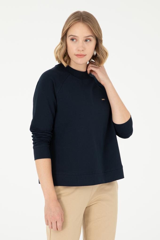 Kadın Lacivert Bisiklet Yaka Sweatshirt