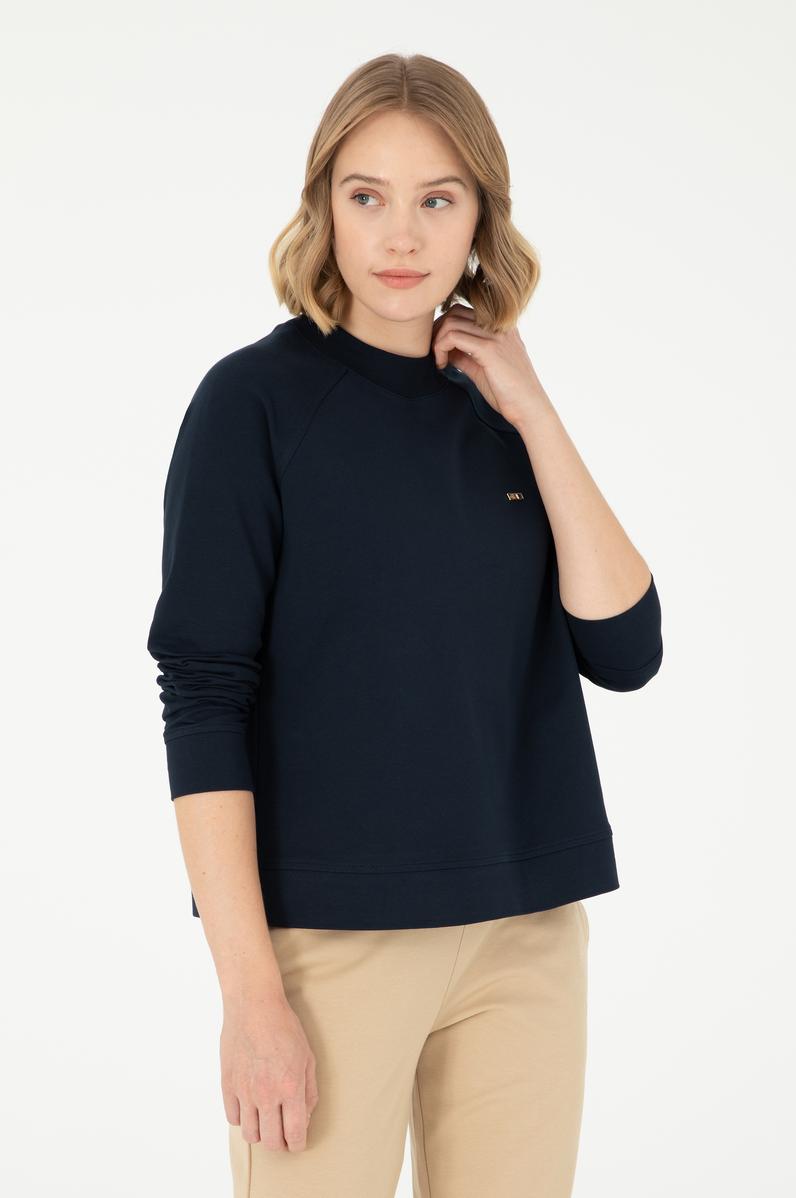 Kadın Lacivert Bisiklet Yaka Sweatshirt