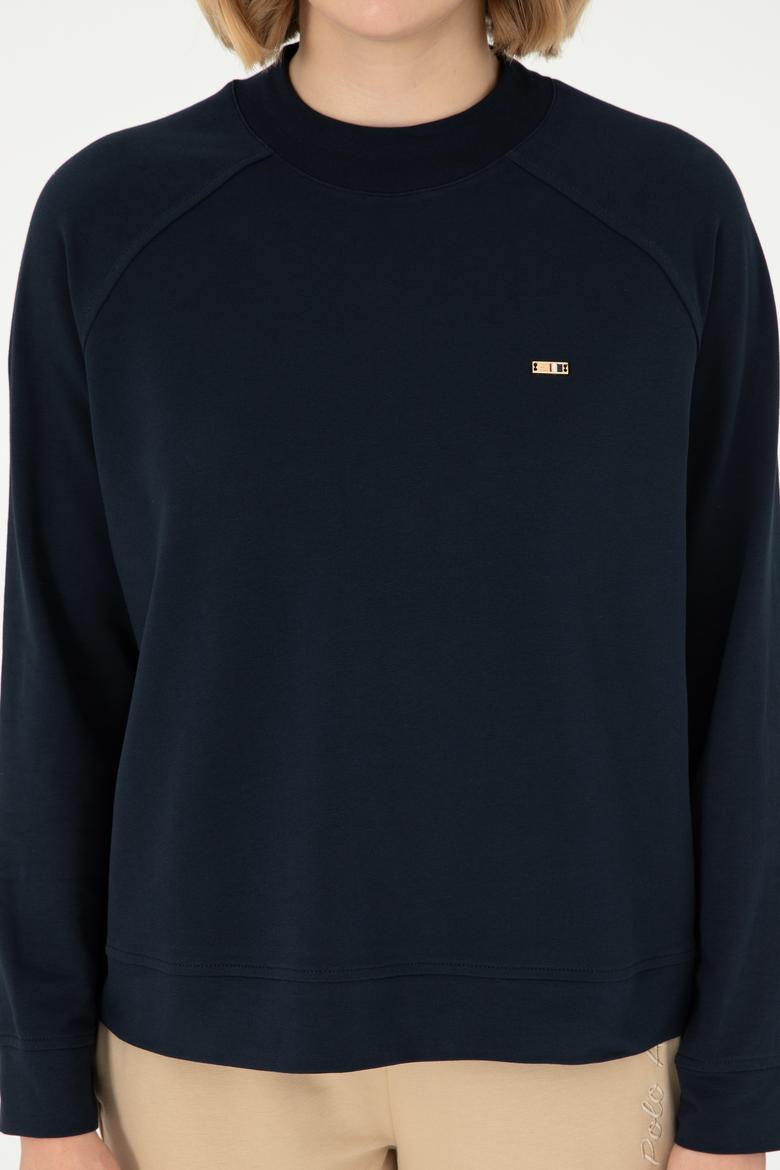 Kadın Lacivert Bisiklet Yaka Sweatshirt - 50296903013