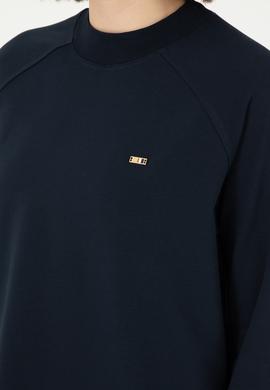 Kadın Lacivert Bisiklet Yaka Sweatshirt - 50296903013