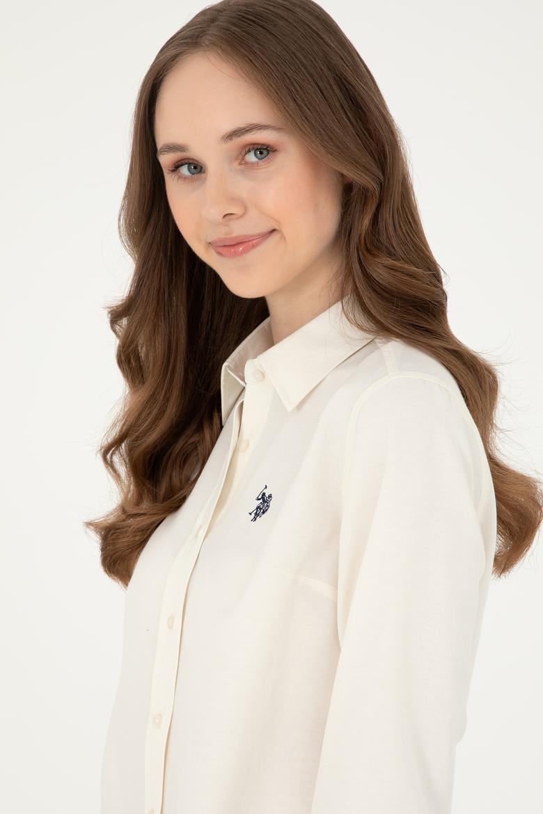 Kadın Krem Uzun Kollu Basic Gömlek - 50297002116