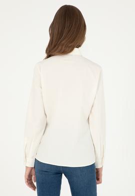 Kadın Krem Uzun Kollu Basic Gömlek - 50297002116