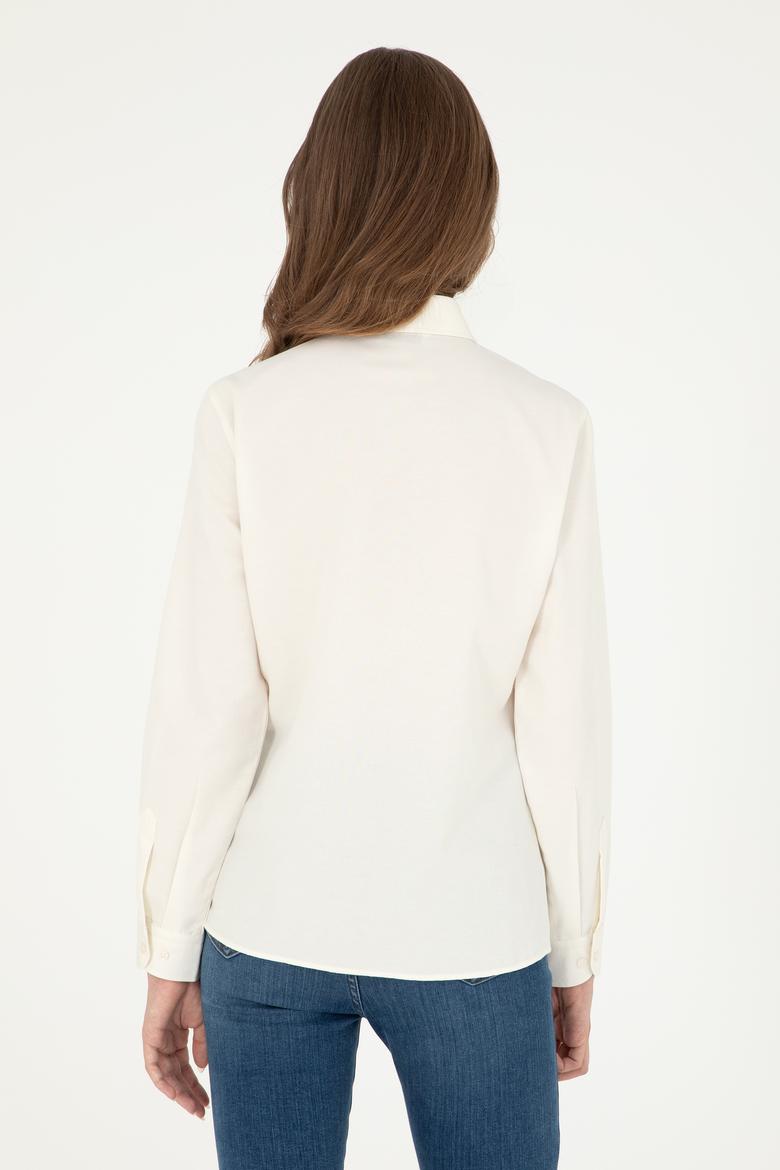 Kadın Krem Uzun Kollu Basic Gömlek - 50297002116