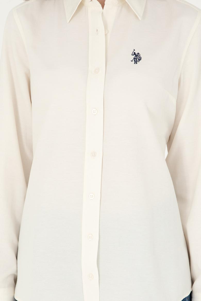 Kadın Krem Uzun Kollu Basic Gömlek - 50297002116