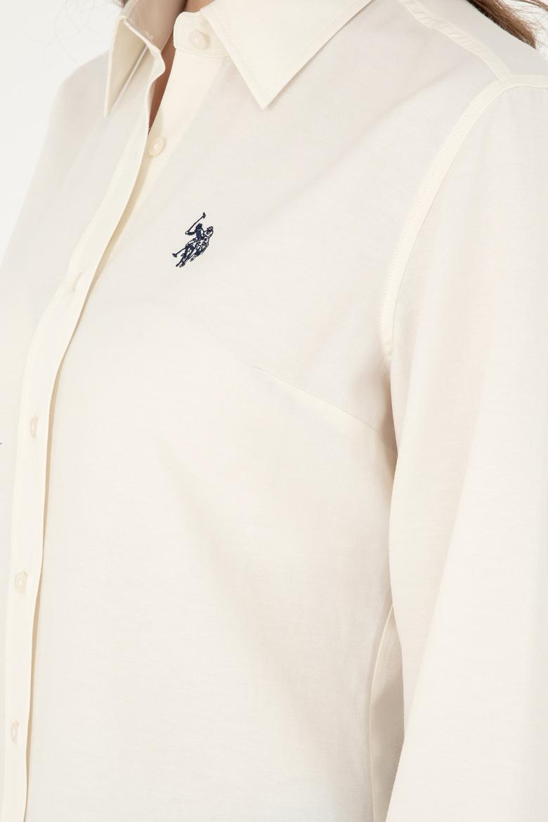 Kadın Krem Uzun Kollu Basic Gömlek - 50297002116