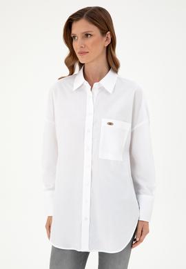 Kadın Beyaz Uzun Kollu Tunik Gömlek - 50297115012