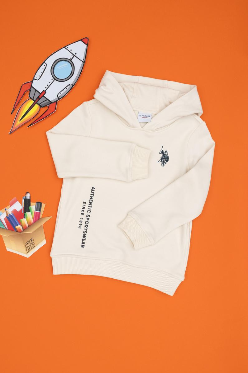 Erkek Çocuk Krem Kapüşonlu Sweatshirt