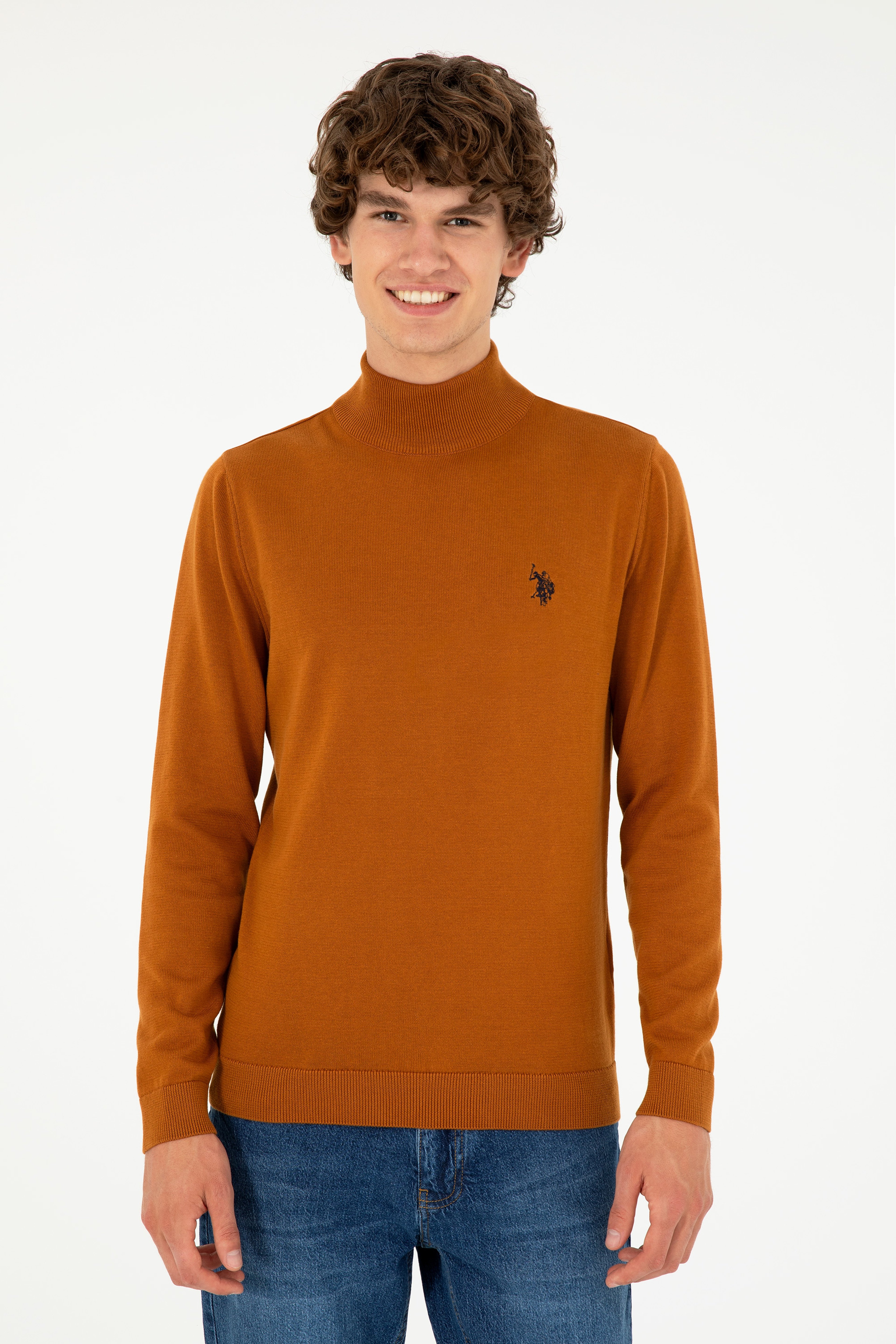 Erkek Slim Fit Yarım Boğazlı Coconut Basic Kazak