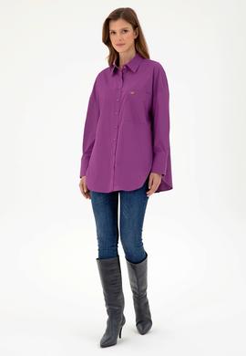 Kadın Menekşe Uzun Kollu Tunik Gömlek - 50297115019