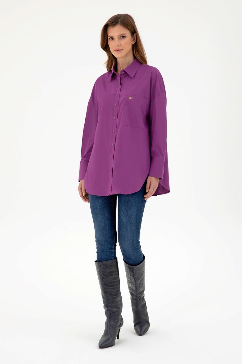Kadın Menekşe Uzun Kollu Tunik Gömlek - 50297115019