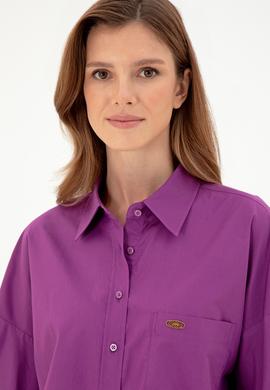 Kadın Menekşe Uzun Kollu Tunik Gömlek - 50297115019