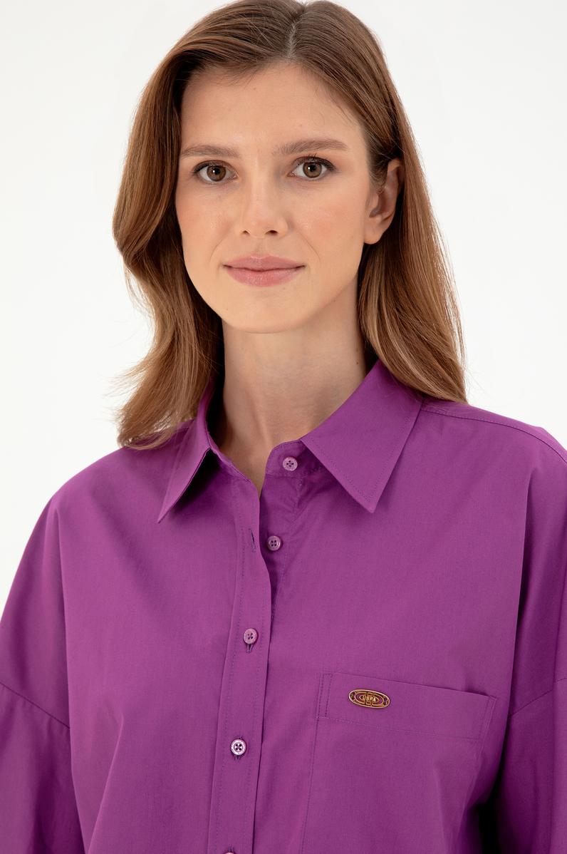 Kadın Menekşe Uzun Kollu Tunik Gömlek