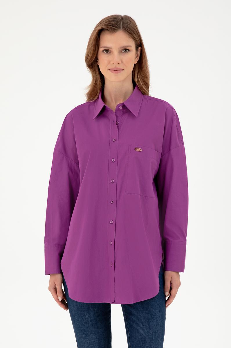 Kadın Menekşe Uzun Kollu Tunik Gömlek