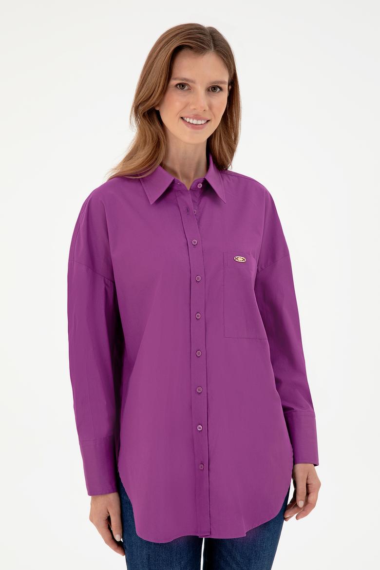 Kadın Menekşe Uzun Kollu Tunik Gömlek - 50297115019