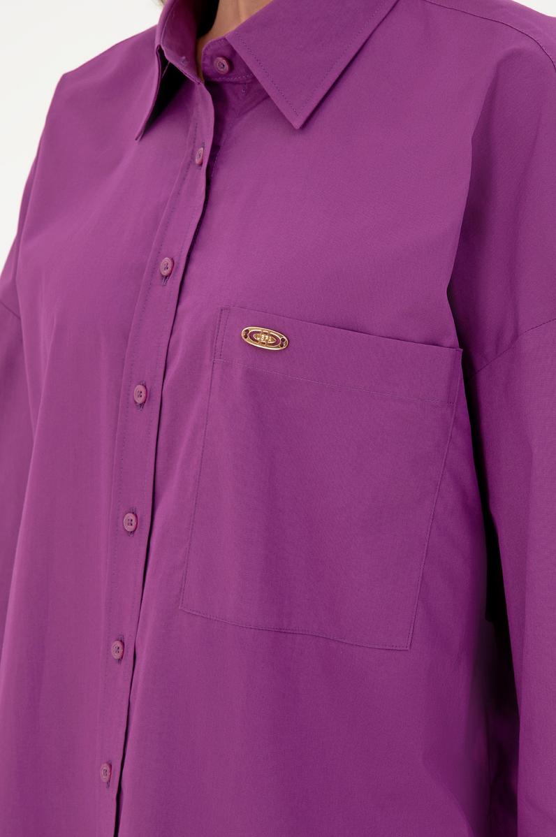 Kadın Menekşe Uzun Kollu Tunik Gömlek