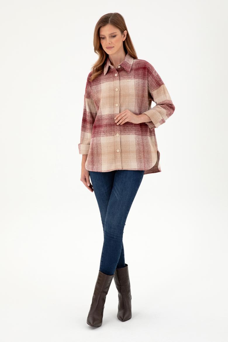 Kadın Vişne Uzun Kollu Gömlek - 50297439027