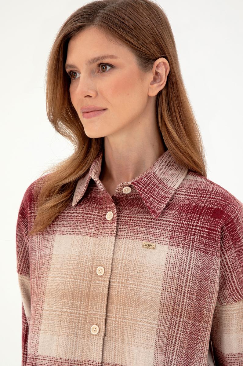Kadın Vişne Uzun Kollu Gömlek