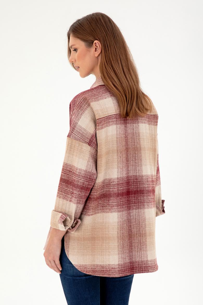 Kadın Vişne Uzun Kollu Gömlek - 50297439027