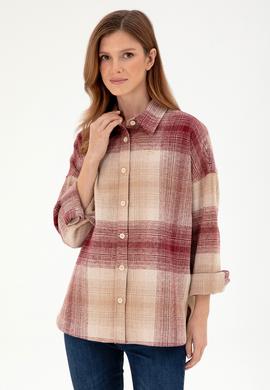 Kadın Vişne Uzun Kollu Gömlek - 50297439027