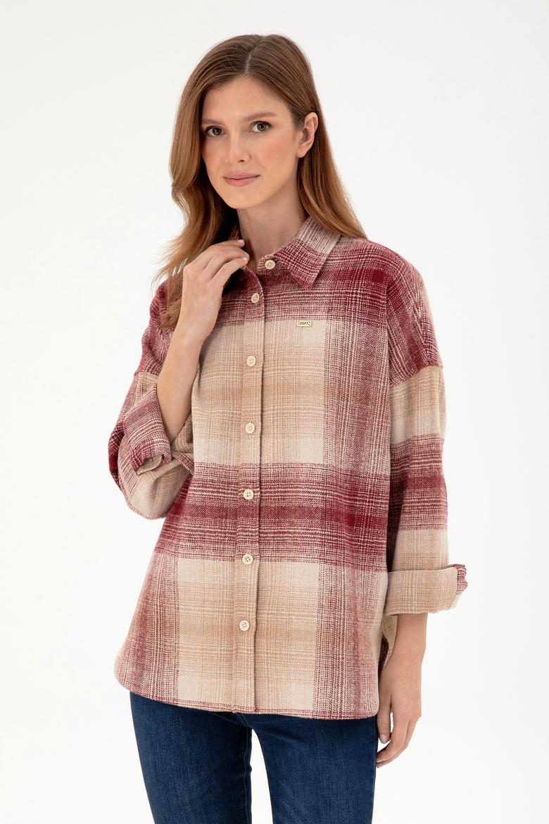 Kadın Vişne Uzun Kollu Gömlek