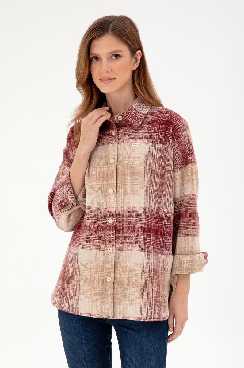 Kadın Vişne Uzun Kollu Gömlek