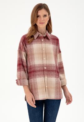 Kadın Vişne Uzun Kollu Gömlek - 50297439027