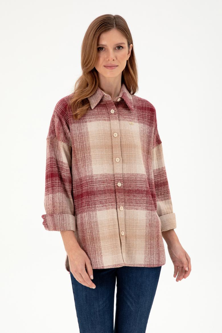 Kadın Vişne Uzun Kollu Gömlek - 50297439027